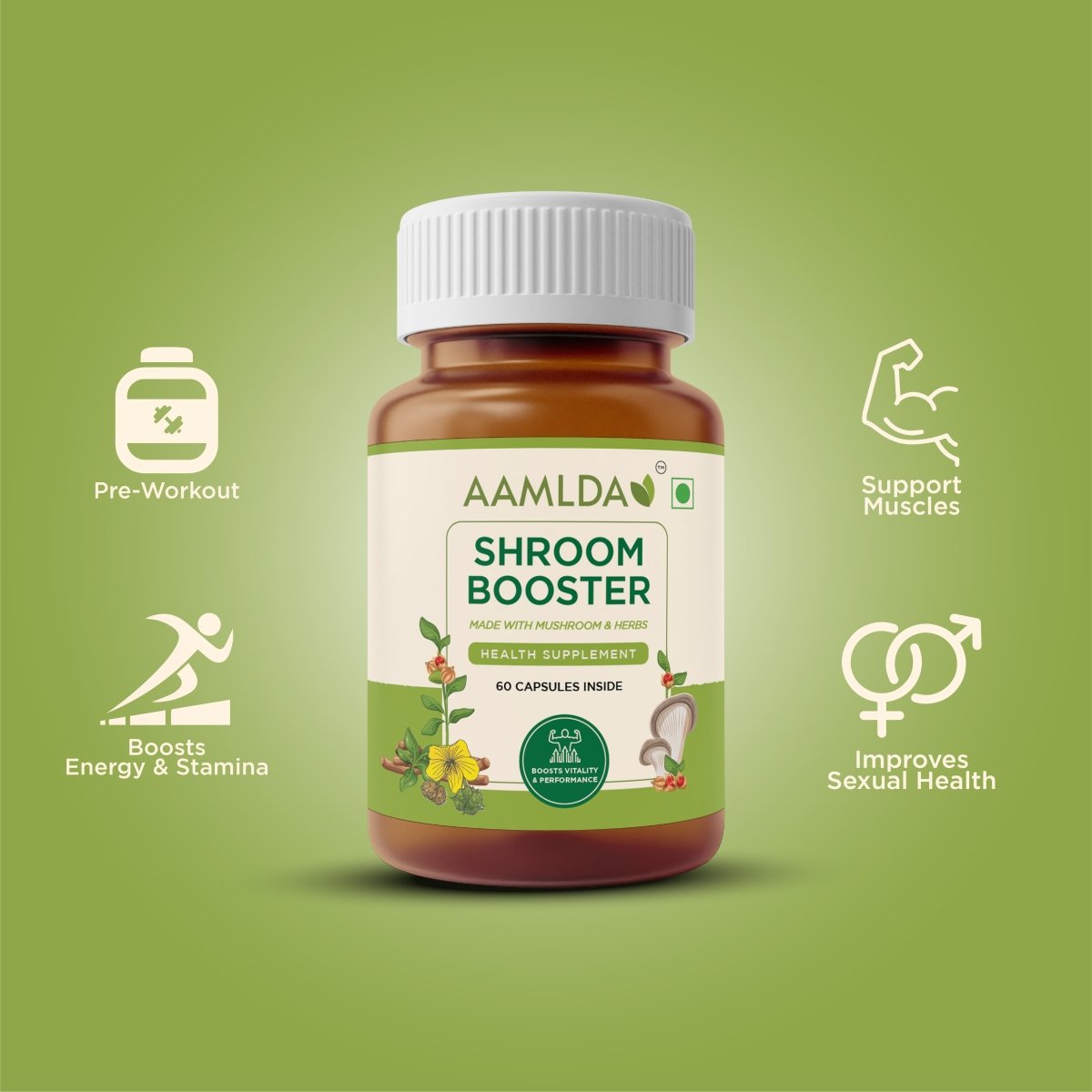 SHROOM BOOSTER - MADE WITH MUSHROOM & HERBS - Aamlda